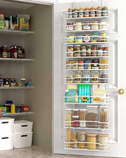 Moforoco 9-Tier Over The Door Pantry Organizer, Pantry Organization and Storage, Black Hanging Basket Wall Spice Rack Seasoning Shelves, Home & Kitchen Bedroom Bathroom House Essentials