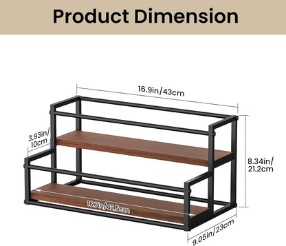 Liquor Bottle Display Shelf, 2 Tier Coffee Syrup Rack Organizer & Bar Shelf Stand for Liquor, Whiskey, Olive Oil, Kitchen Counter & Home Bar Storage