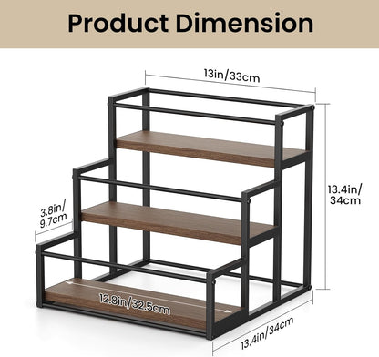 Liquor Bottle Display Shelf, 2 Tier Coffee Syrup Rack Organizer & Bar Shelf Stand for Liquor, Whiskey, Olive Oil, Kitchen Counter & Home Bar Storage