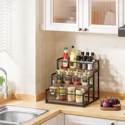 Liquor Bottle Display Shelf, 2 Tier Coffee Syrup Rack Organizer & Bar Shelf Stand for Liquor, Whiskey, Olive Oil, Kitchen Counter & Home Bar Storage