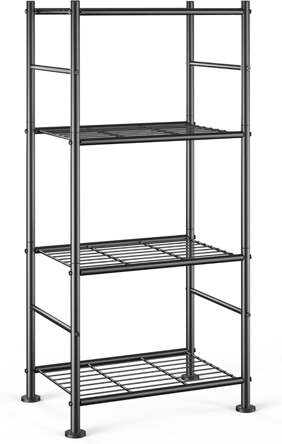 3-Tier Metal Storage Shelves Adjustable Feet, 18"x12"x30", Black