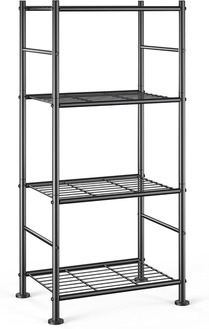 3-Tier Metal Storage Shelves Adjustable Feet, 18"x12"x30", Black