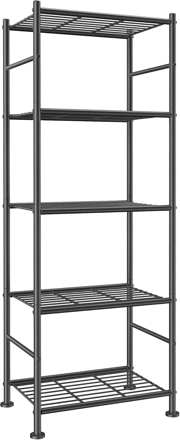 3-Tier Metal Storage Shelves Adjustable Feet, 18"x12"x30", Black