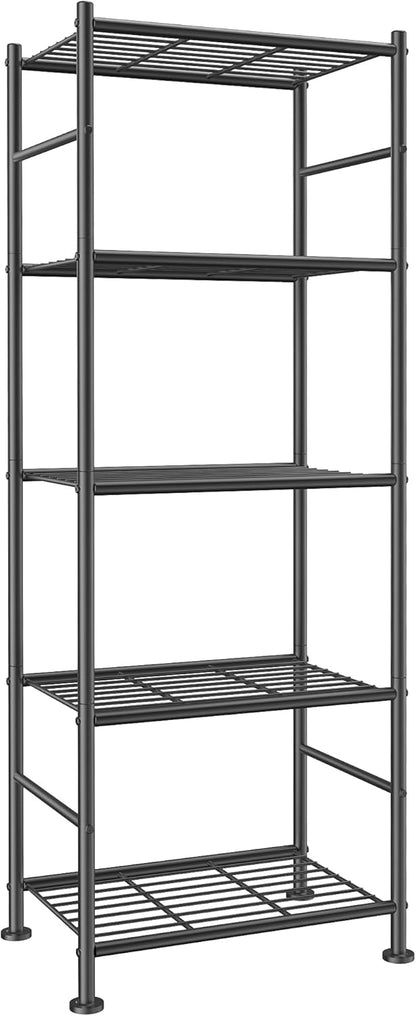 3-Tier Metal Storage Shelves Adjustable Feet, 18"x12"x30", Black