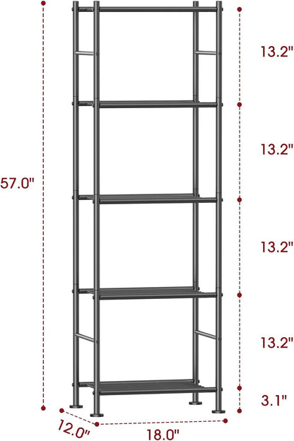 3-Tier Metal Storage Shelves Adjustable Feet, 18"x12"x30", Black
