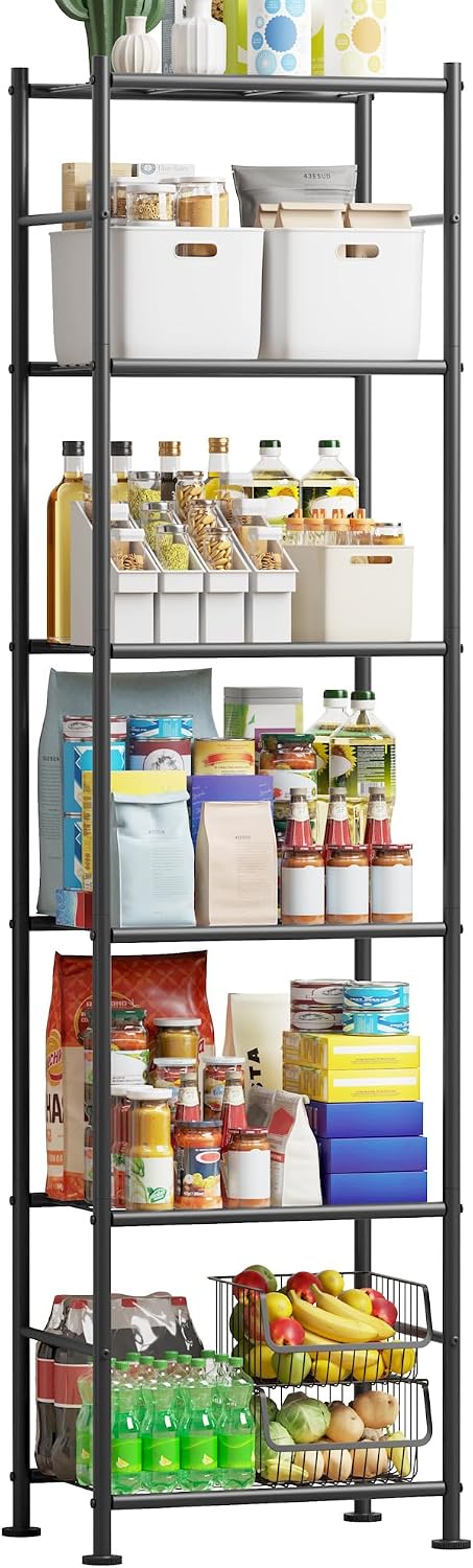 3-Tier Metal Storage Shelves Adjustable Feet, 18"x12"x30", Black