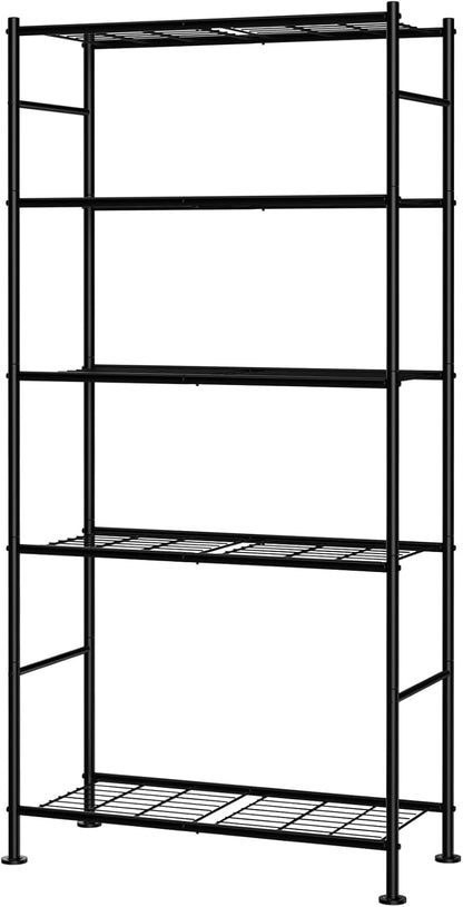 3-Tier Metal Storage Shelves Adjustable Feet, 18"x12"x30", Black
