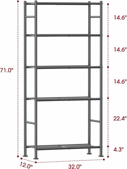 3-Tier Metal Storage Shelves Adjustable Feet, 18"x12"x30", Black