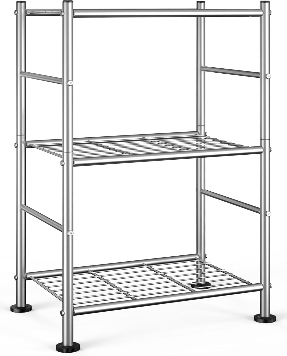3-Tier Metal Storage Shelves Adjustable Feet, 18"x12"x30", Black