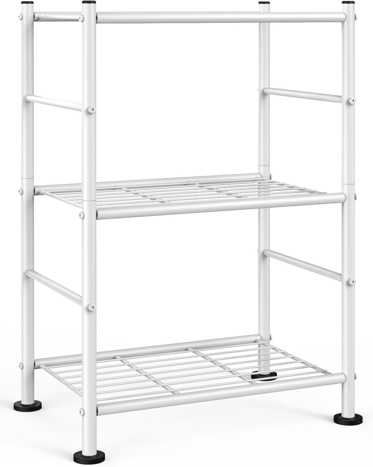 3-Tier Metal Storage Shelves Adjustable Feet, 18"x12"x30", Black