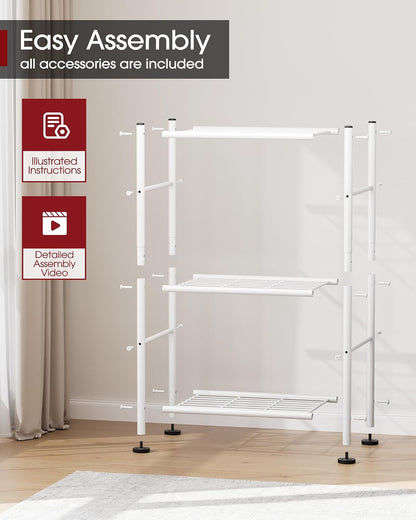 3-Tier Metal Storage Shelves Adjustable Feet, 18"x12"x30", Black