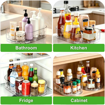 Lazy Susan 360°Rotating Organizer for Refrigerator,13.5“ x 8.5”,Drink Organizer for Fridge,Cabinet, Pantry,or Kitchen Countertop,Organize Condiments, Cans, Beverages,Clear,1 Pack