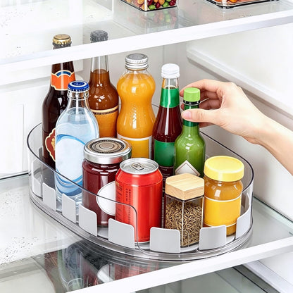 Lazy Susan 360°Rotating Organizer for Refrigerator,13.5“ x 8.5”,Drink Organizer for Fridge,Cabinet, Pantry,or Kitchen Countertop,Organize Condiments, Cans, Beverages,Clear,1 Pack