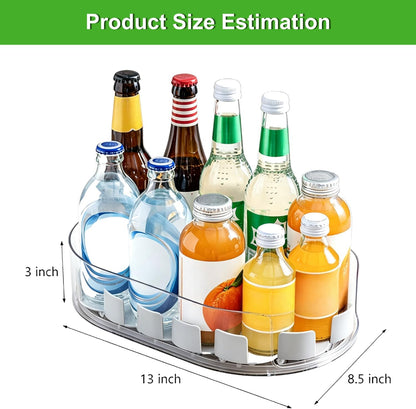 Lazy Susan 360°Rotating Organizer for Refrigerator,13.5“ x 8.5”,Drink Organizer for Fridge,Cabinet, Pantry,or Kitchen Countertop,Organize Condiments, Cans, Beverages,Clear,1 Pack