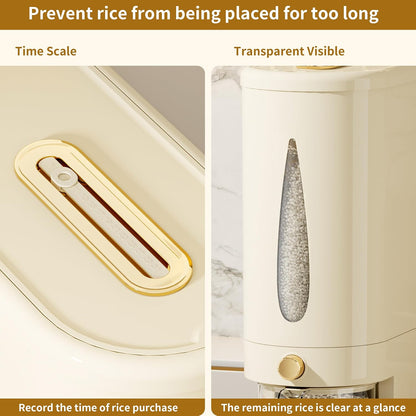 22Lbs Rice Storage Container, Airtight Cereal Dispenser with Measuring Cup, Large Capacity Kitchen Grain Food Storage Bin Household Rice Organizer for Home Use