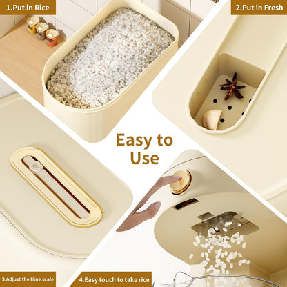 22Lbs Rice Storage Container, Airtight Cereal Dispenser with Measuring Cup, Large Capacity Kitchen Grain Food Storage Bin Household Rice Organizer for Home Use