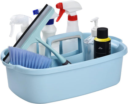 Large Cleaning Caddy with Handle, Cleaning Tool Storage Basket Organizer, Sturdy Pail Bucket Organizer, Household Bucket for Cleaning Supplies - Clear Grey