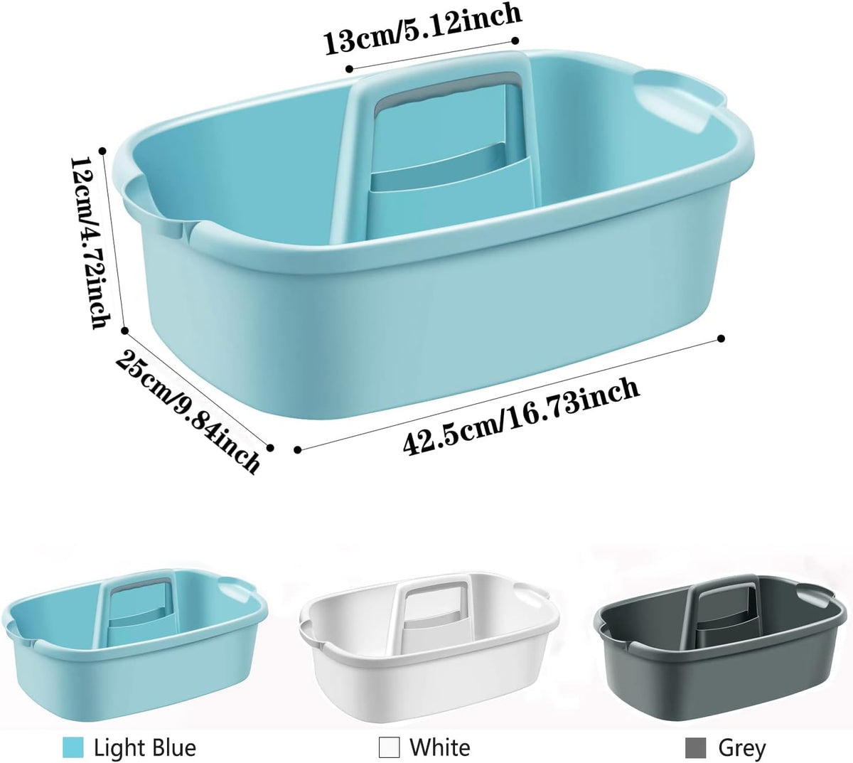 Large Cleaning Caddy with Handle, Cleaning Tool Storage Basket Organizer, Sturdy Pail Bucket Organizer, Household Bucket for Cleaning Supplies - Clear Grey