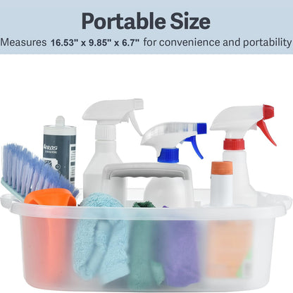 Large Cleaning Caddy with Handle, Cleaning Tool Storage Basket Organizer, Sturdy Pail Bucket Organizer, Household Bucket for Cleaning Supplies - Clear Grey