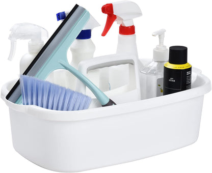 Large Cleaning Caddy with Handle, Cleaning Tool Storage Basket Organizer, Sturdy Pail Bucket Organizer, Household Bucket for Cleaning Supplies - Clear Grey