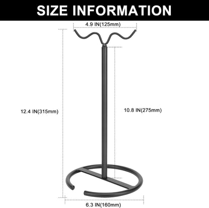 Double Hooks Standing Banana Holder, Banana Hanger Tree Stand Hook for Kitchen Countertop, Sturdy and Balanced Fruit Shelves with Storage on Both Sides.(Black)
