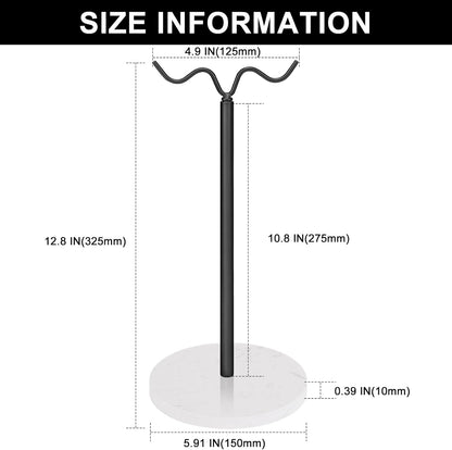 Double Hooks Standing Banana Holder, Banana Hanger Tree Stand Hook for Kitchen Countertop, Sturdy and Balanced Fruit Shelves with Storage on Both Sides.(Black)