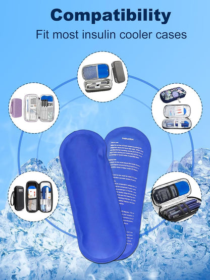 Cooler Ice Packs for Insulin - 75g Small Ice Packs Compatible with Most Insulin Cooler Travel Case, Reusable, TSA Approved, for Medication Cooler (2 Packs)