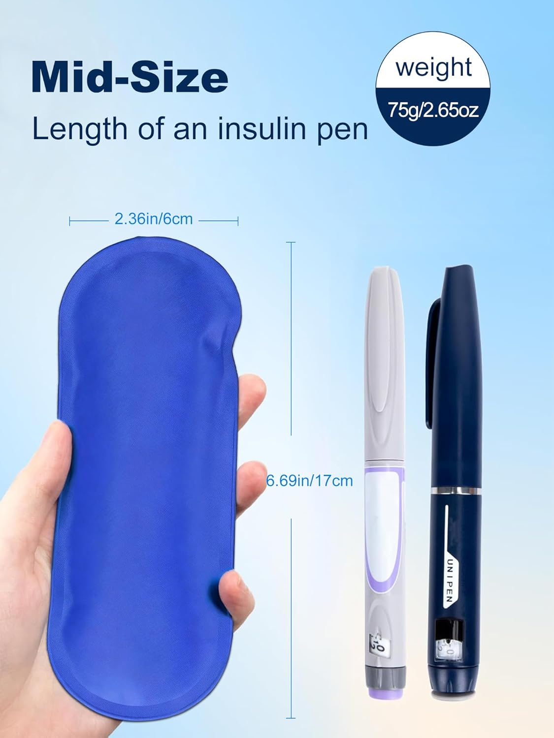Cooler Ice Packs for Insulin - 75g Small Ice Packs Compatible with Most Insulin Cooler Travel Case, Reusable, TSA Approved, for Medication Cooler (2 Packs)