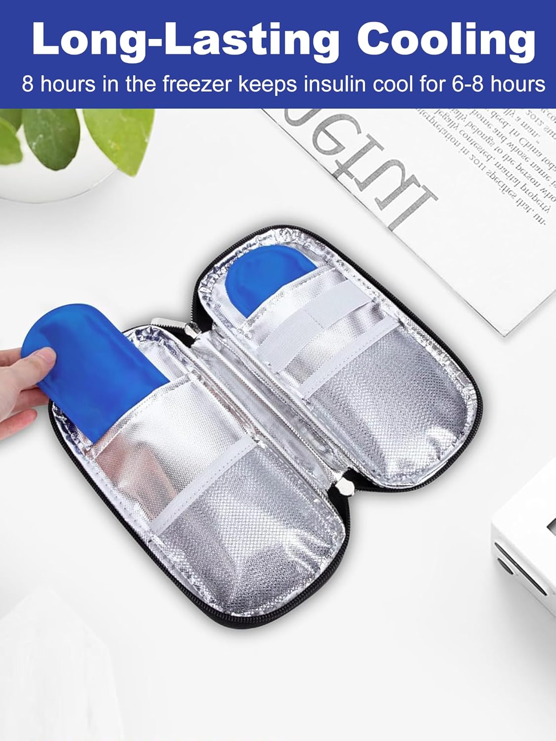 Cooler Ice Packs for Insulin - 75g Small Ice Packs Compatible with Most Insulin Cooler Travel Case, Reusable, TSA Approved, for Medication Cooler (2 Packs)