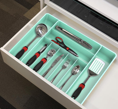 Expandable Kitchen Drawer Flatware Organizer, Gray