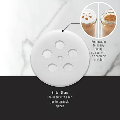 16 Jar Warner Revolving Countertop Spice Rack Organizer with Lift & Pour Caps and Spices Included, FREE Spice Refills for 5 years, Stainless Steel & Bamboo with Black Caps