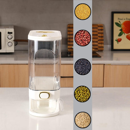 Clear Rice Dispenser, Large Cereal Dispenser with Lid | Time Scale, Measuring Cylinder Moisture Proof Airtight Food Dispenser Bucket for Rice, Corn,Coffee Bean,Grain,Soybean Oatmeal