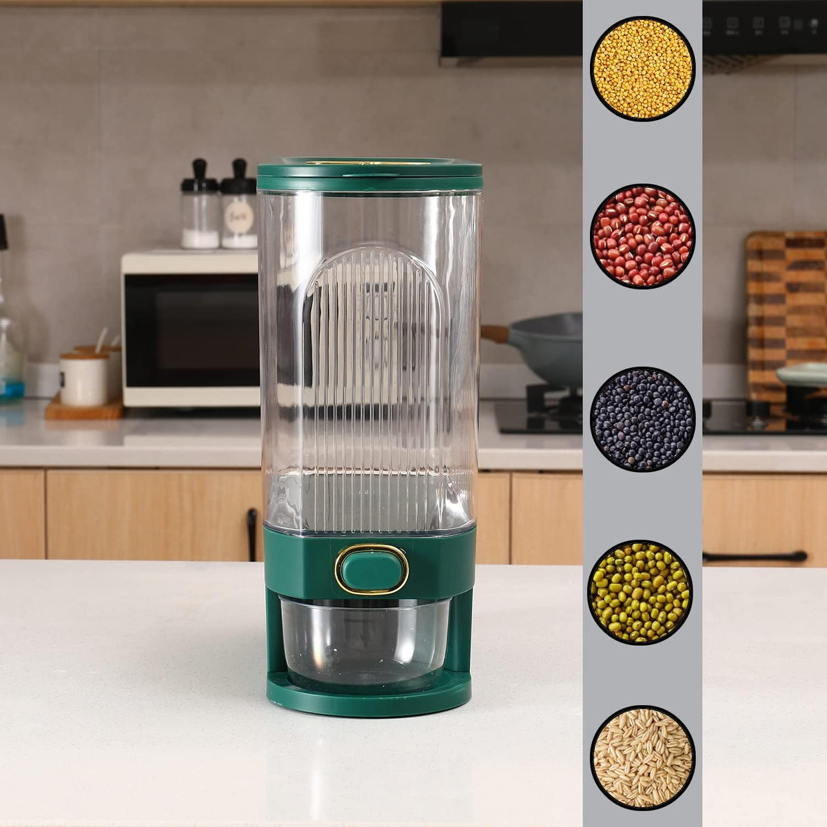 Clear Rice Dispenser, Large Cereal Dispenser with Lid | Time Scale, Measuring Cylinder Moisture Proof Airtight Food Dispenser Bucket for Rice, Corn,Coffee Bean,Grain,Soybean Oatmeal