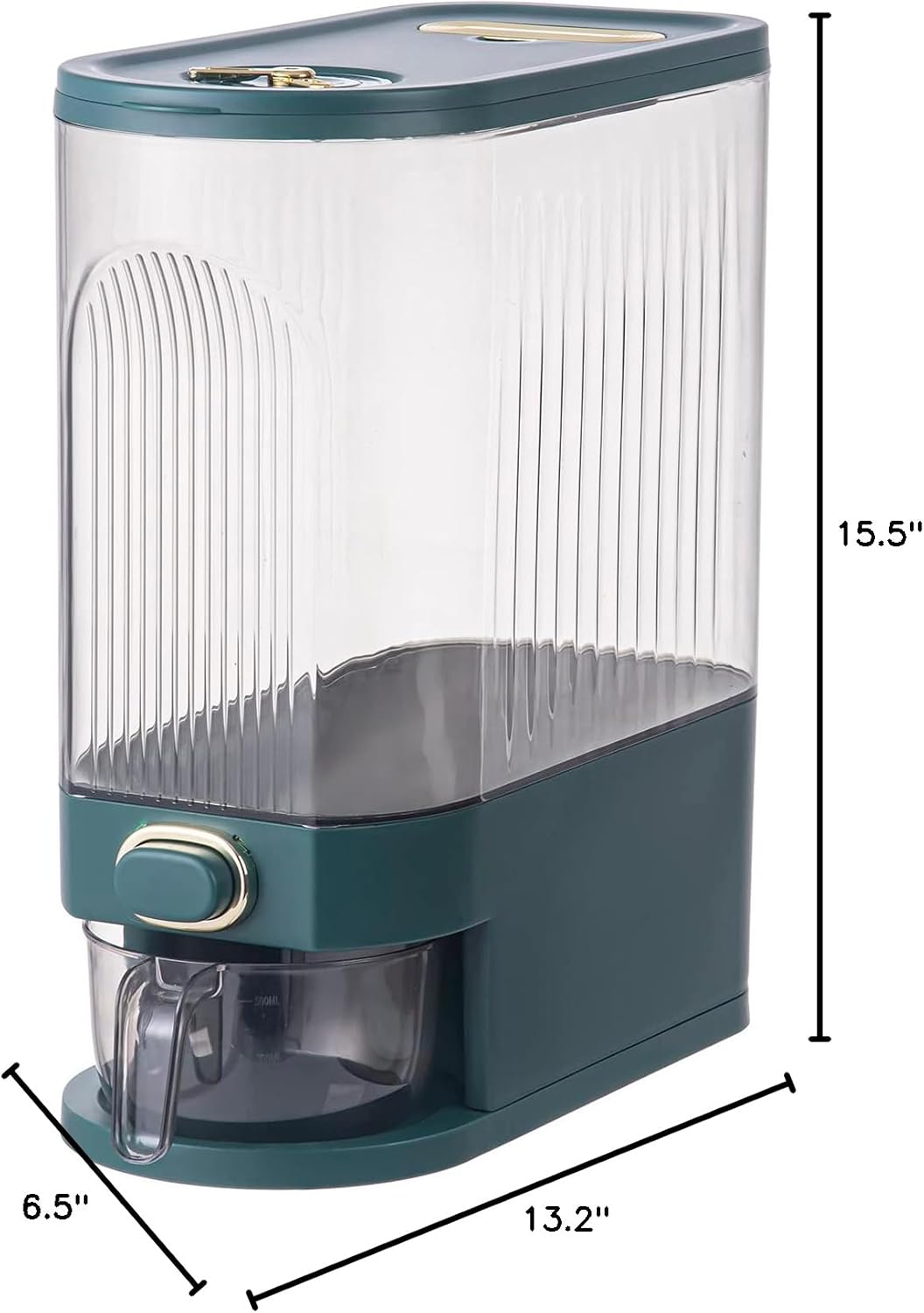 Clear Rice Dispenser, Large Cereal Dispenser with Lid | Time Scale, Measuring Cylinder Moisture Proof Airtight Food Dispenser Bucket for Rice, Corn,Coffee Bean,Grain,Soybean Oatmeal