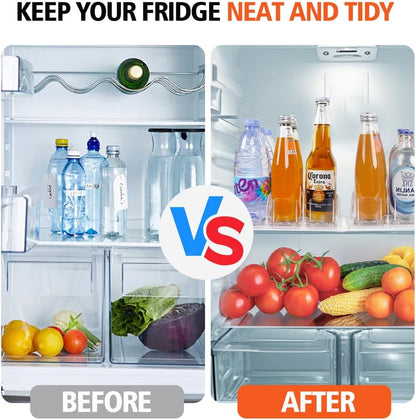 Stackable Soda Can Organizer for Refrigerator, Automatic Drink Dispenser with Pusher, Holds 25–30 Cans, 4 Row Fridge Organizer, Adjustable Beverage Rack, Easy Access Storage