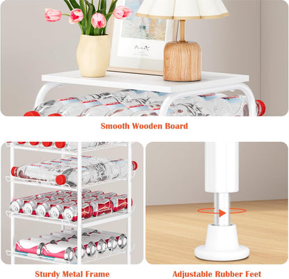 Water Bottle Organizer 5 Tier Free Standing Water Bottle Holder Rack Large Capacity Bottled Water Storage Rack Metal Soda Can Beverage Drink Stand Shelf for Kitchen Pantry Office, Brown