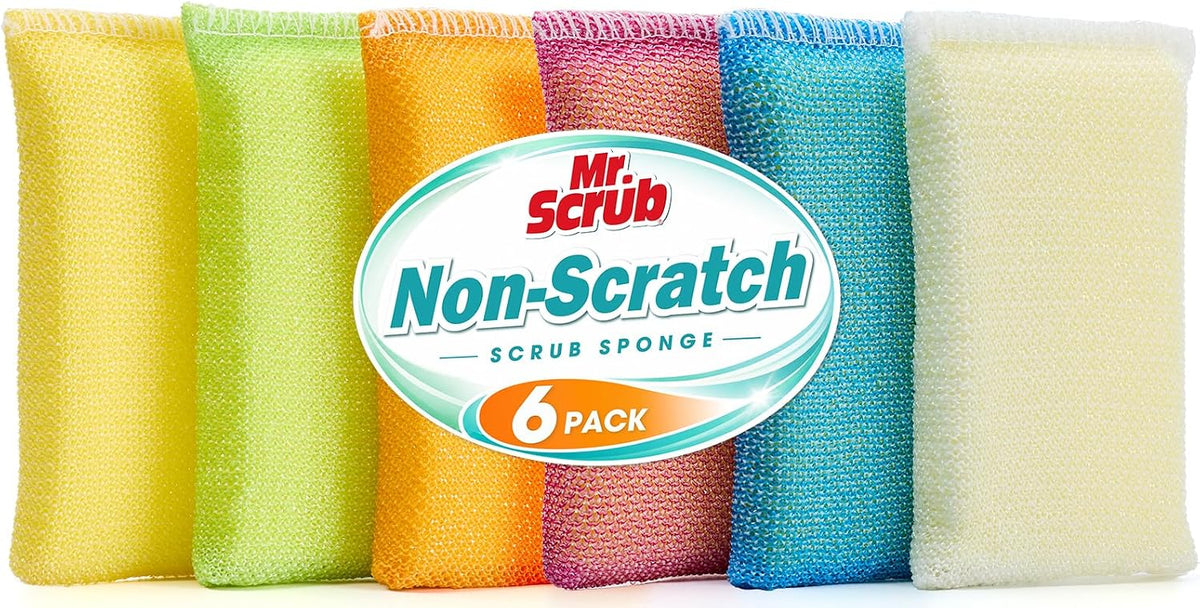Sponges Kitchen Scrub Dish Sponge Scouring Pad, 6 Pads Cleaning Brush Dishwasher Soap Supplies, Dishwashing Dinnerware Towels Sink Pan Pot Cloth Rags Holder Bathroom Bathtub