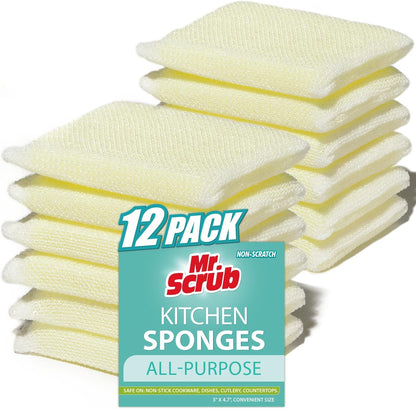 Sponges Kitchen Scrub Dish Sponge Scouring Pad, 6 Pads Cleaning Brush Dishwasher Soap Supplies, Dishwashing Dinnerware Towels Sink Pan Pot Cloth Rags Holder Bathroom Bathtub