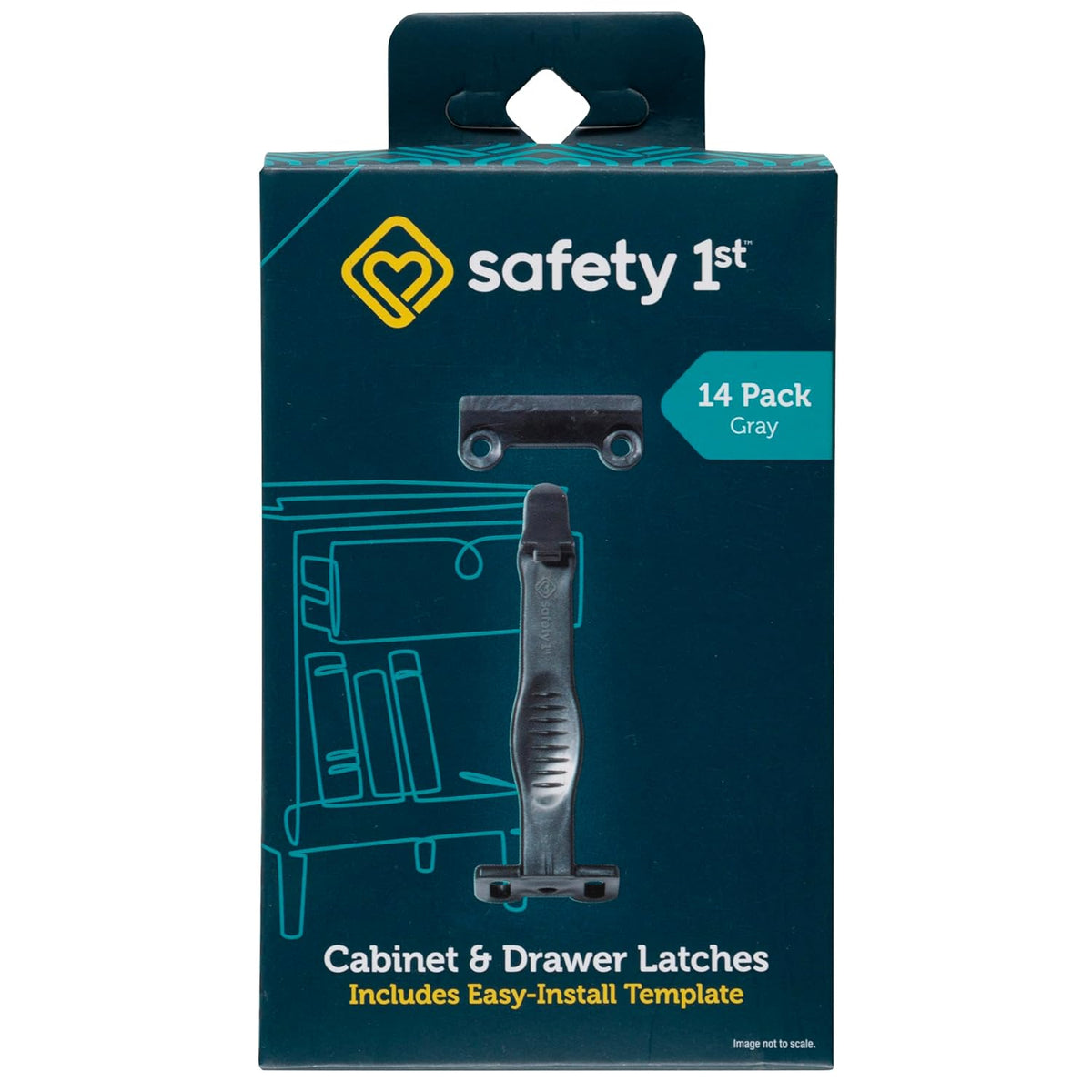 Cabinet & Drawer Latch 14 Pack, Babyproofing Locks for Toddlers, Easy Install, Child Safety, Hidden Design, Secure Cabinets & Drawers, Gray