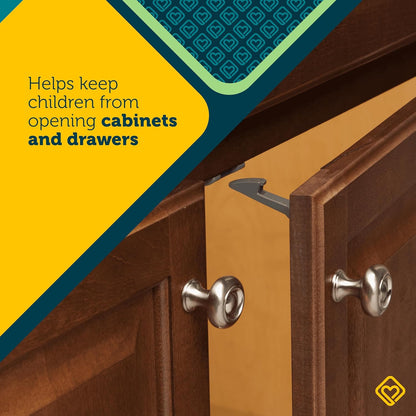 Cabinet & Drawer Latch 14 Pack, Babyproofing Locks for Toddlers, Easy Install, Child Safety, Hidden Design, Secure Cabinets & Drawers, Gray