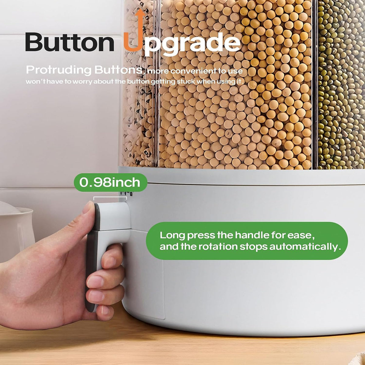Grain and Rice Storage Container, 6 Grid Grain Dispenser, Food Dispenser