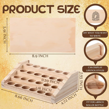 3 Tier 18 Slots Wooden Essential Oil Organizer with Detachable DIY Board 5-20ml Essential Oils Racks Display Stand Roller Bottle Display Tabletop Storage for Nail Polish Fragrance Container