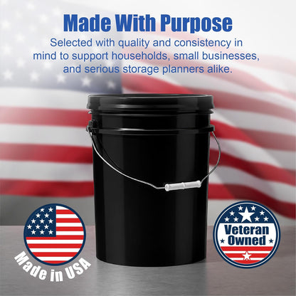 5 Gallon Bucket - Food Grade w/Lid BPA-Free, White/Green, 3
