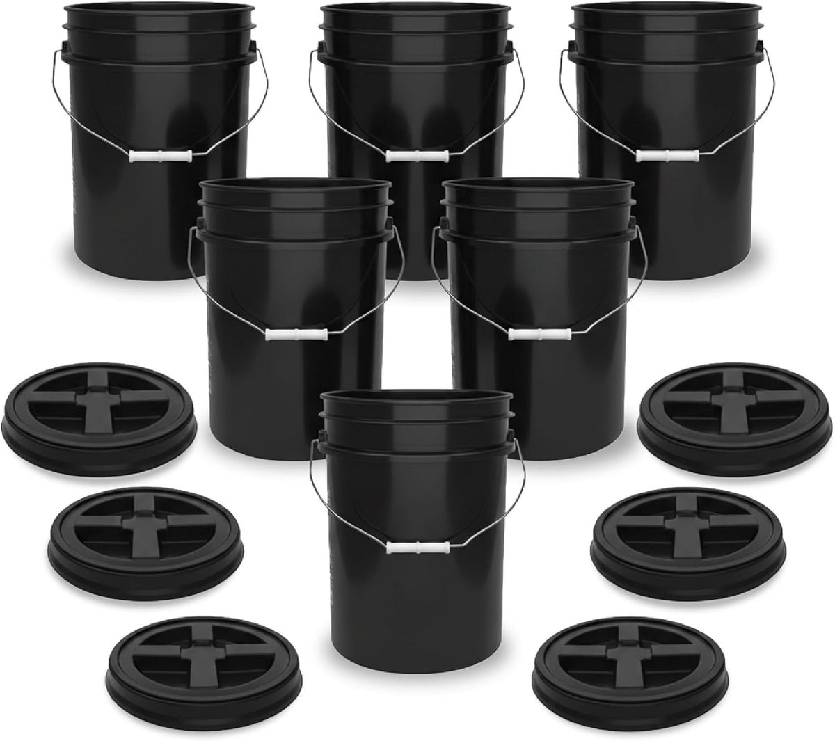 5 Gallon Bucket - Food Grade w/Lid BPA-Free, White/Green, 3