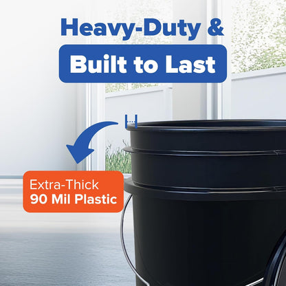 5 Gallon Bucket - Food Grade w/Lid BPA-Free, White/Green, 3