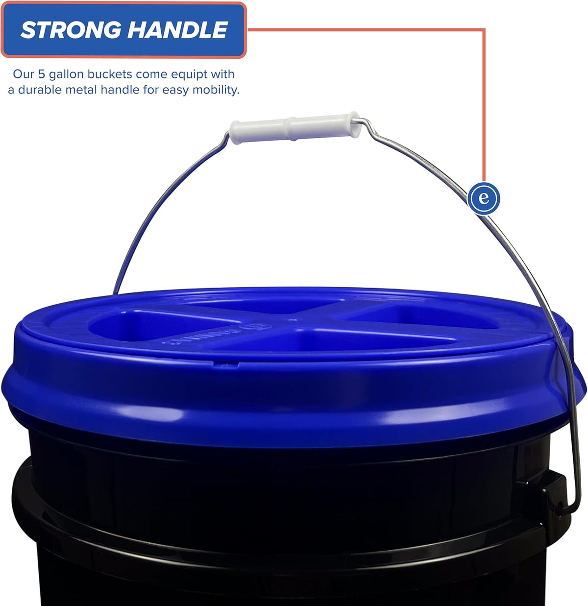 5 Gallon Bucket - Food Grade w/Lid BPA-Free, White/Green, 3