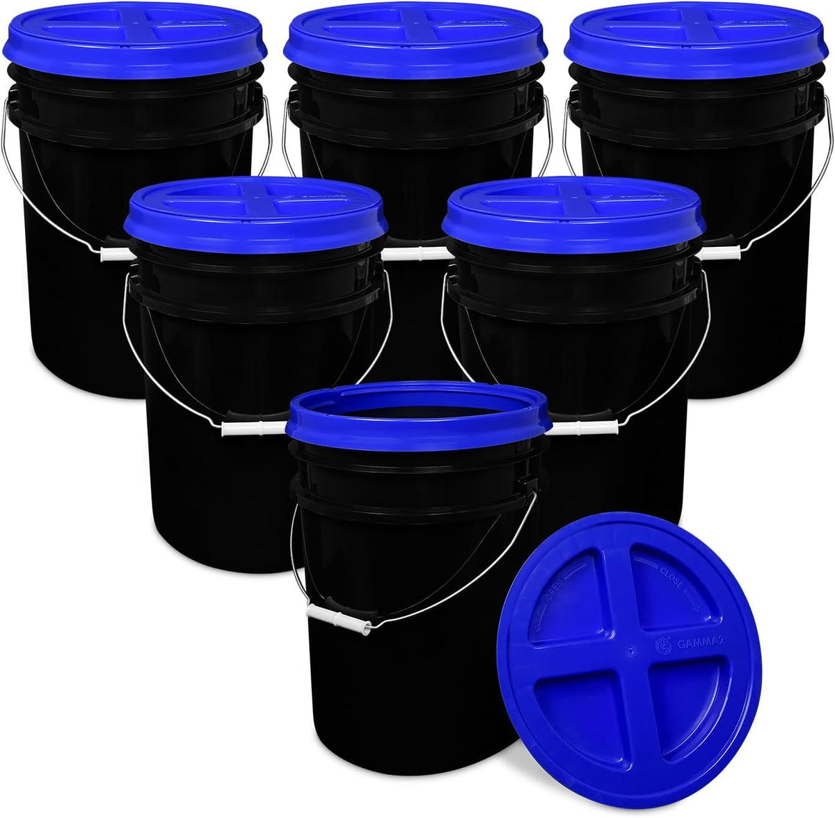 5 Gallon Bucket - Food Grade w/Lid BPA-Free, White/Green, 3