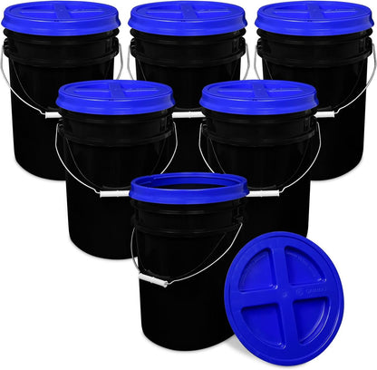 5 Gallon Bucket - Food Grade w/Lid BPA-Free, White/Green, 3