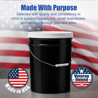 5 Gallon Bucket - Food Grade w/Lid BPA-Free, White/Green, 3