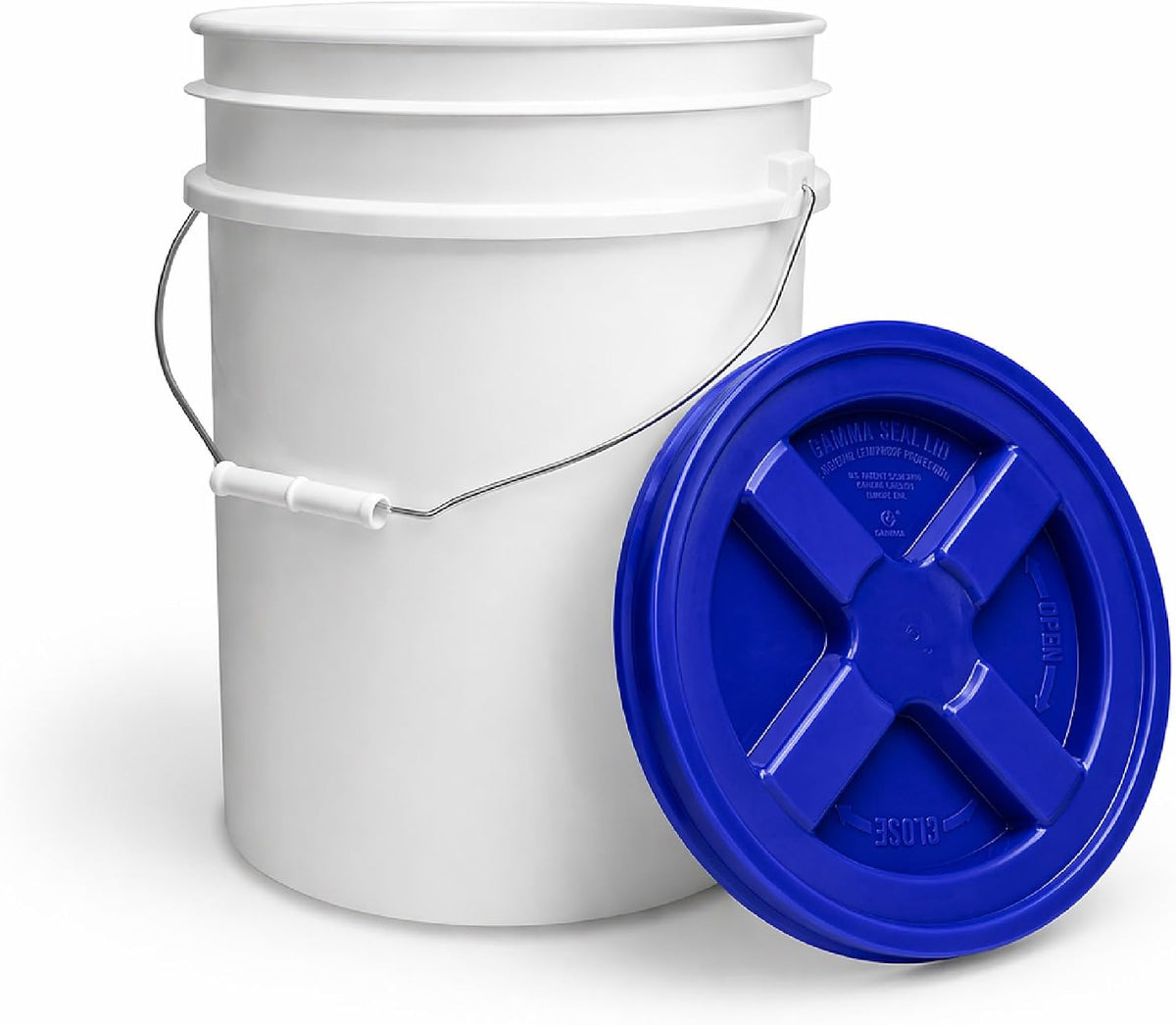 5 Gallon Bucket - Food Grade w/Lid BPA-Free, White/Green, 3